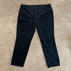 Talbots Womens Pants 22W Corduroy Straight Leg Black Cotton Stretch Plus Size